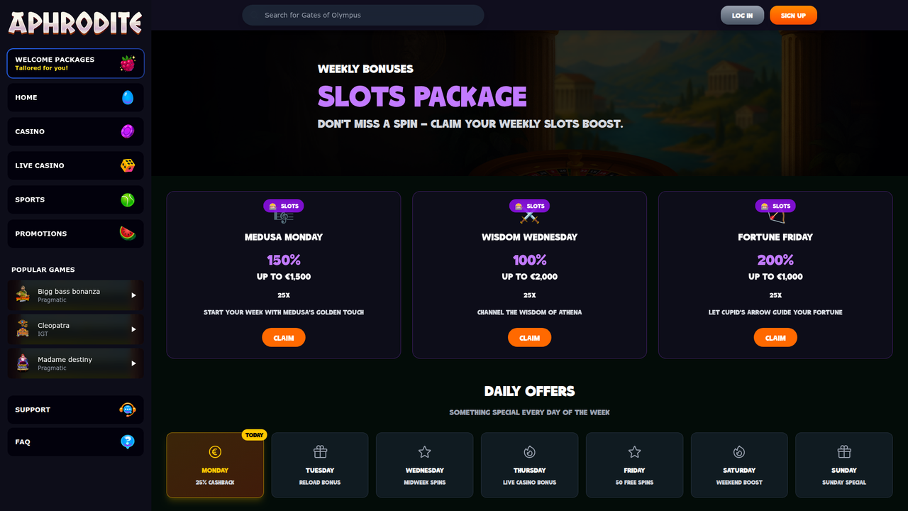 Aphrodite Casino Screenshot 2