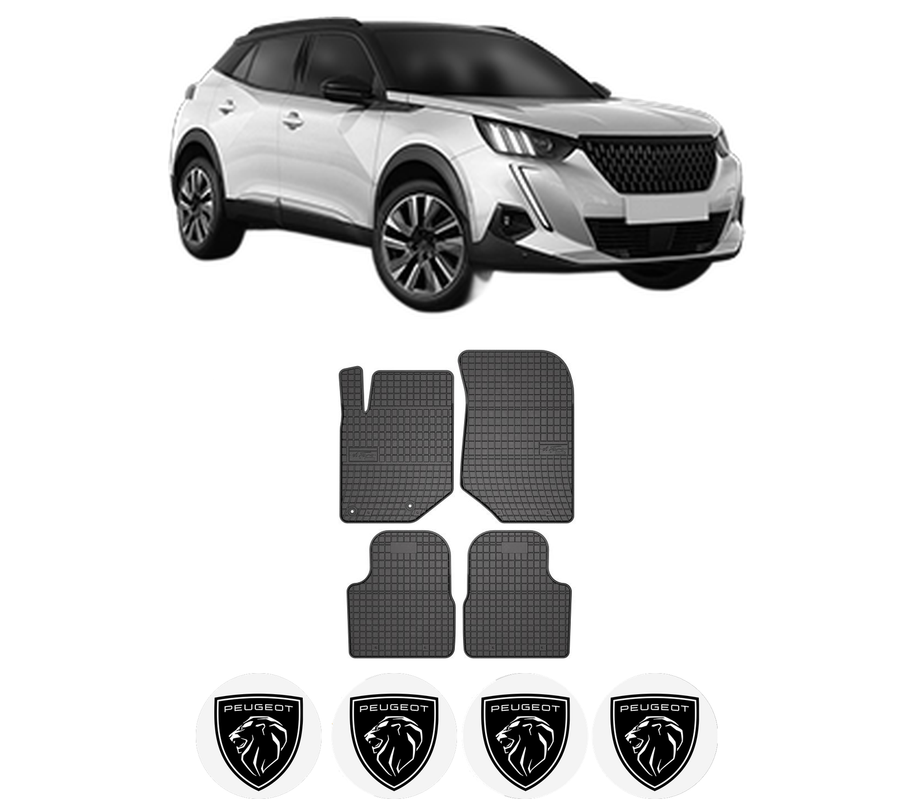 Set covorase presuri PEUGEOT 2008 II (UD_, US_, UY_, UJ_, UR_, UC_) din 2019-2021, auto, din cauciuc thermoplastic, 4 Stickere auto cu PEUGEOT