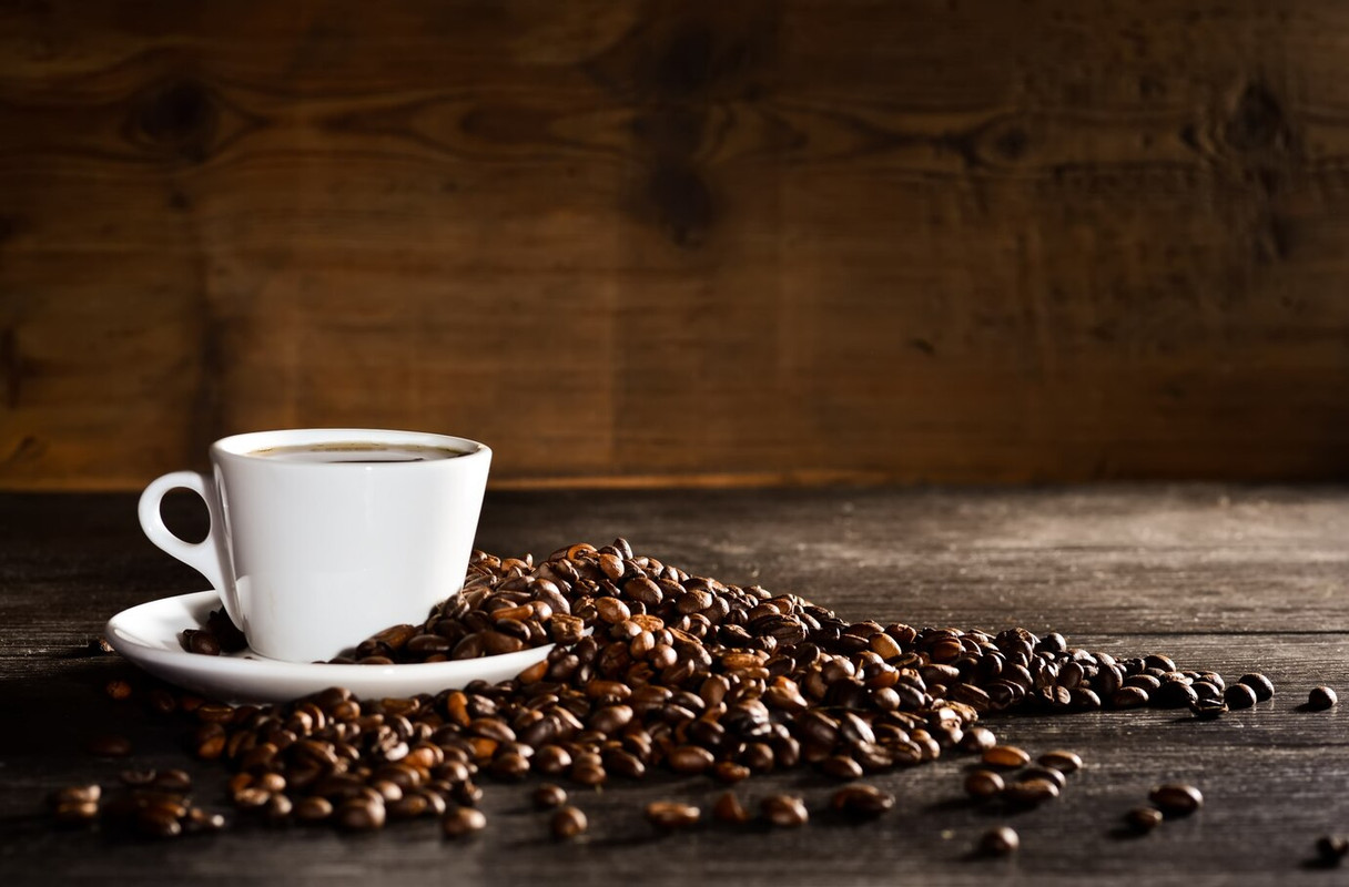 Ceramic cup filled with coffee