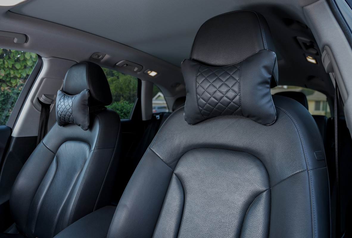 Universal Car Headrest Pillow - Quilted Vinyl, Neck Support