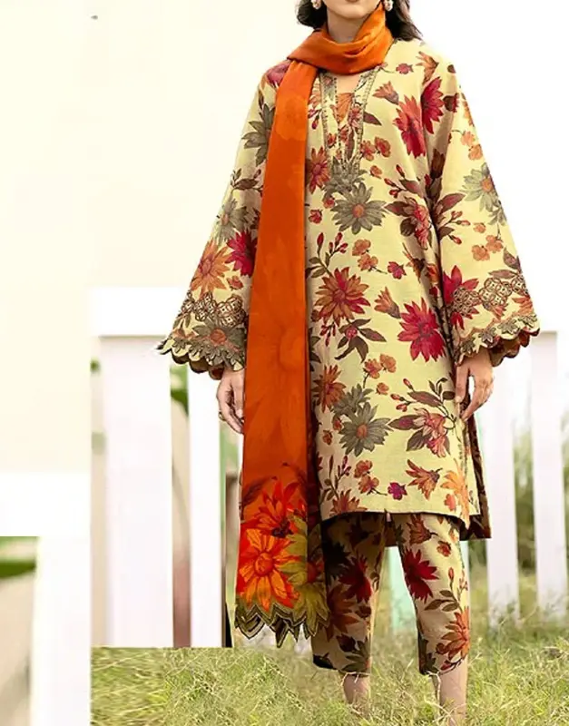 Digital All-Over Print Lawn Dress with Voil Lawn Dupatta