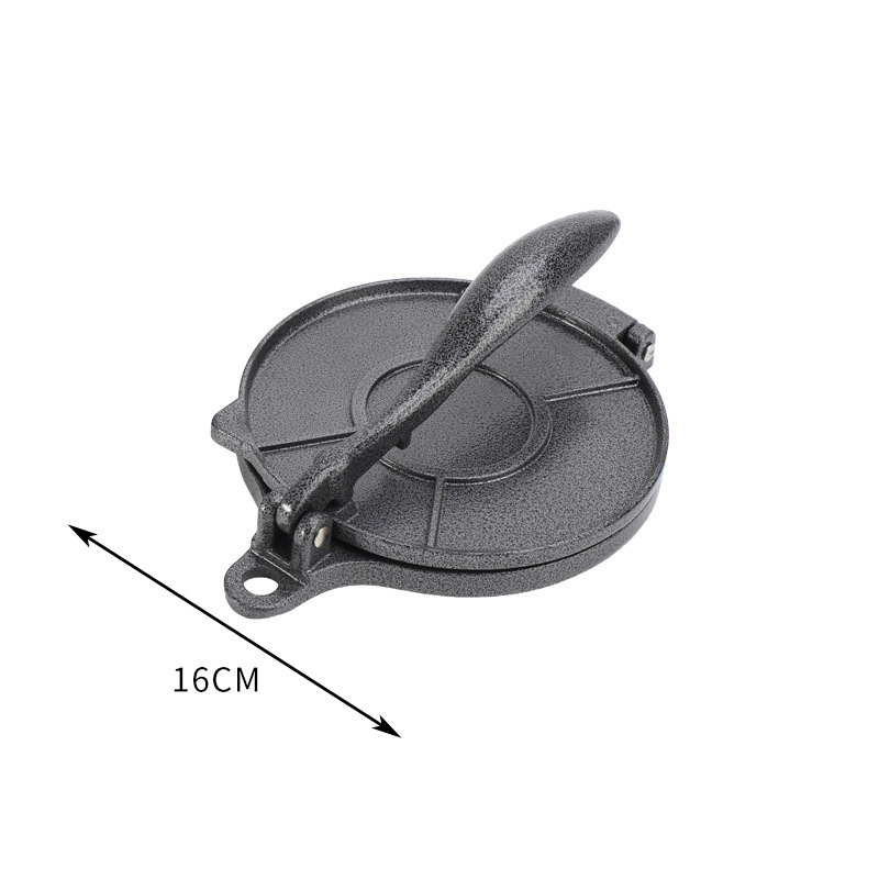 Black Manual Dough Press – Aluminum Alloy Cake & Tortilla Press for Homemade Baking and Cooking(16cm)