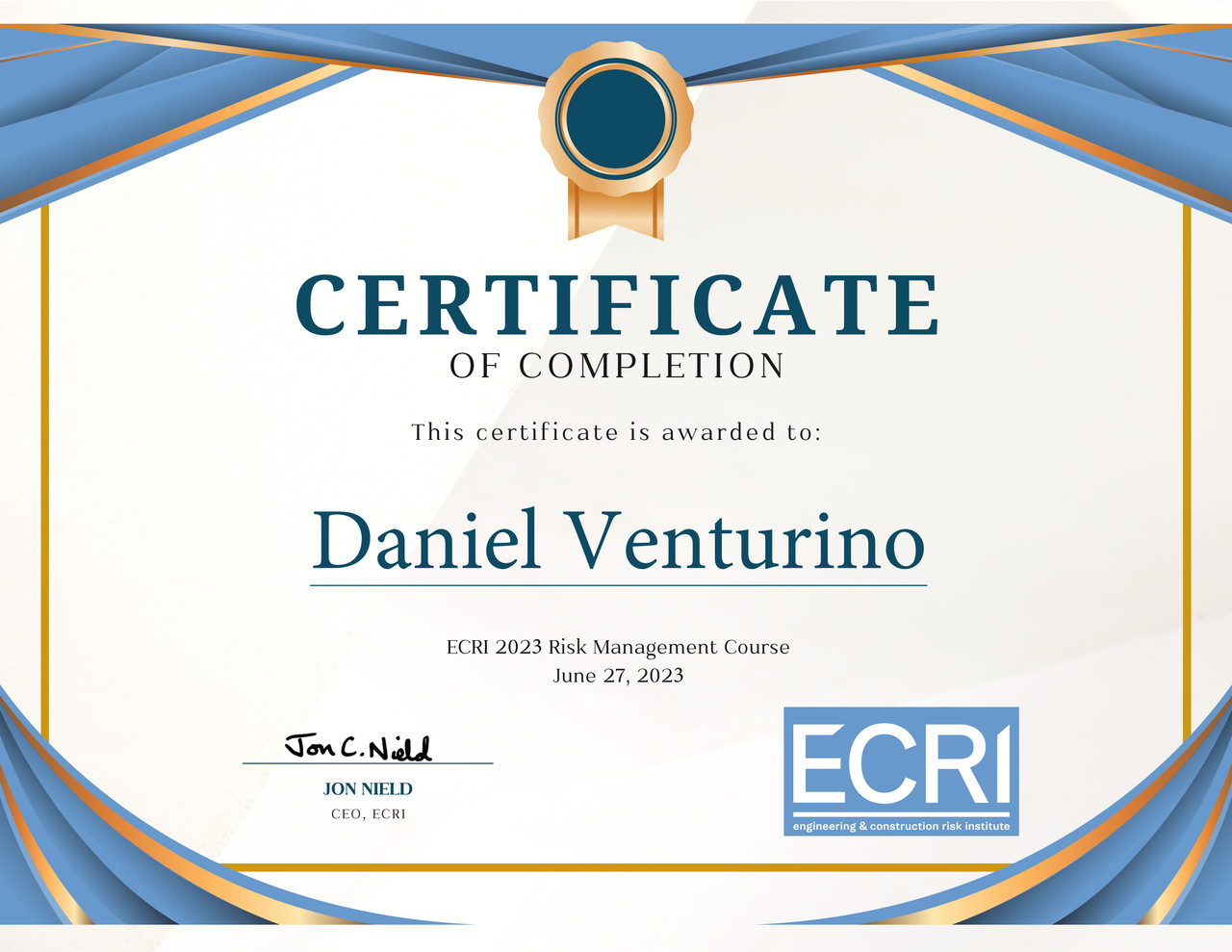 ECRI Certificate