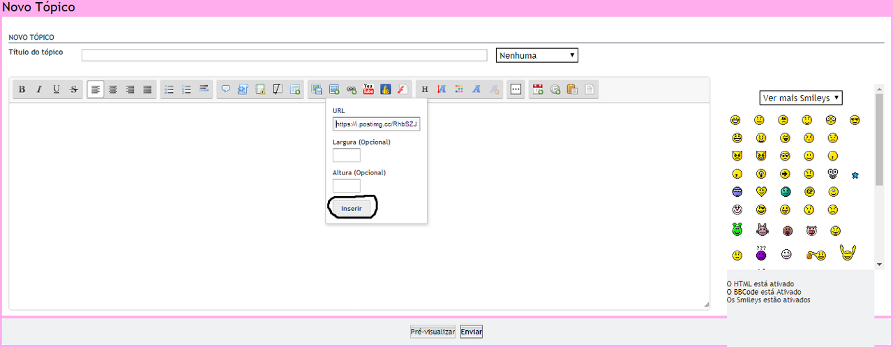 toturial adicionar imagem num tópico (post) Iserir2