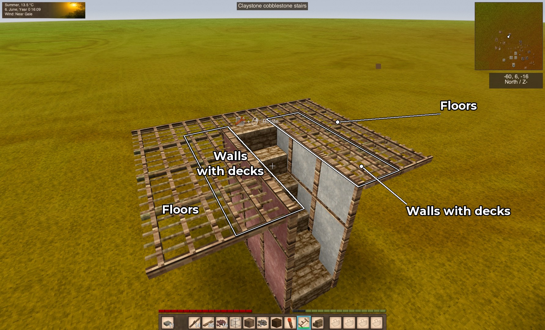 Single wide staircase setup using walls with decks