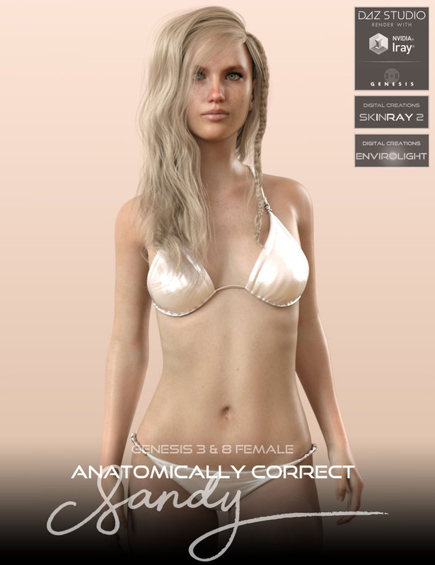 Anatomically Correct: Sandy for Genesis 3 and Genesis 8 Female