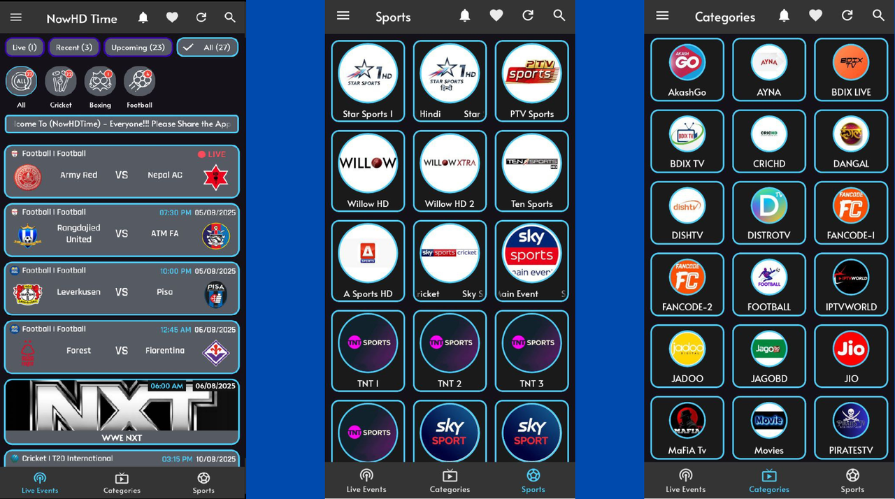 Now HD Time App Interface