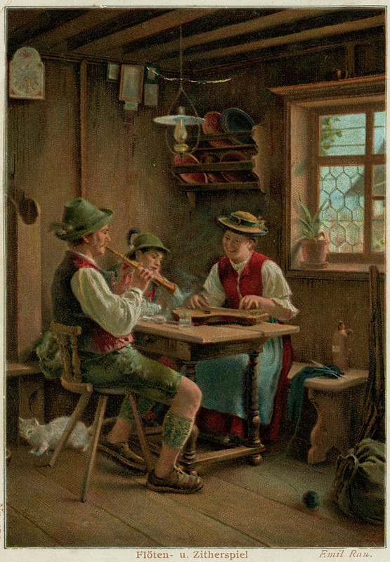 duet-for-flute-and-zither-in-a-country-mary-evans-picture-library