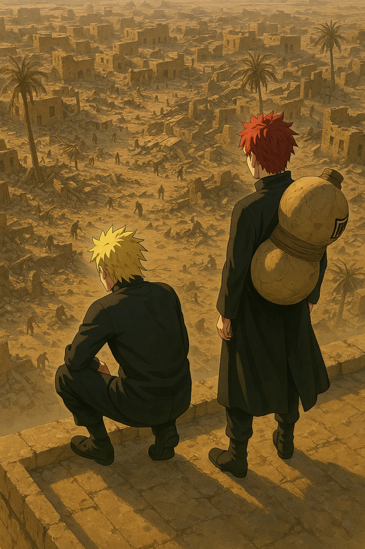 Naruto, Gaara Suna destroyed. 
