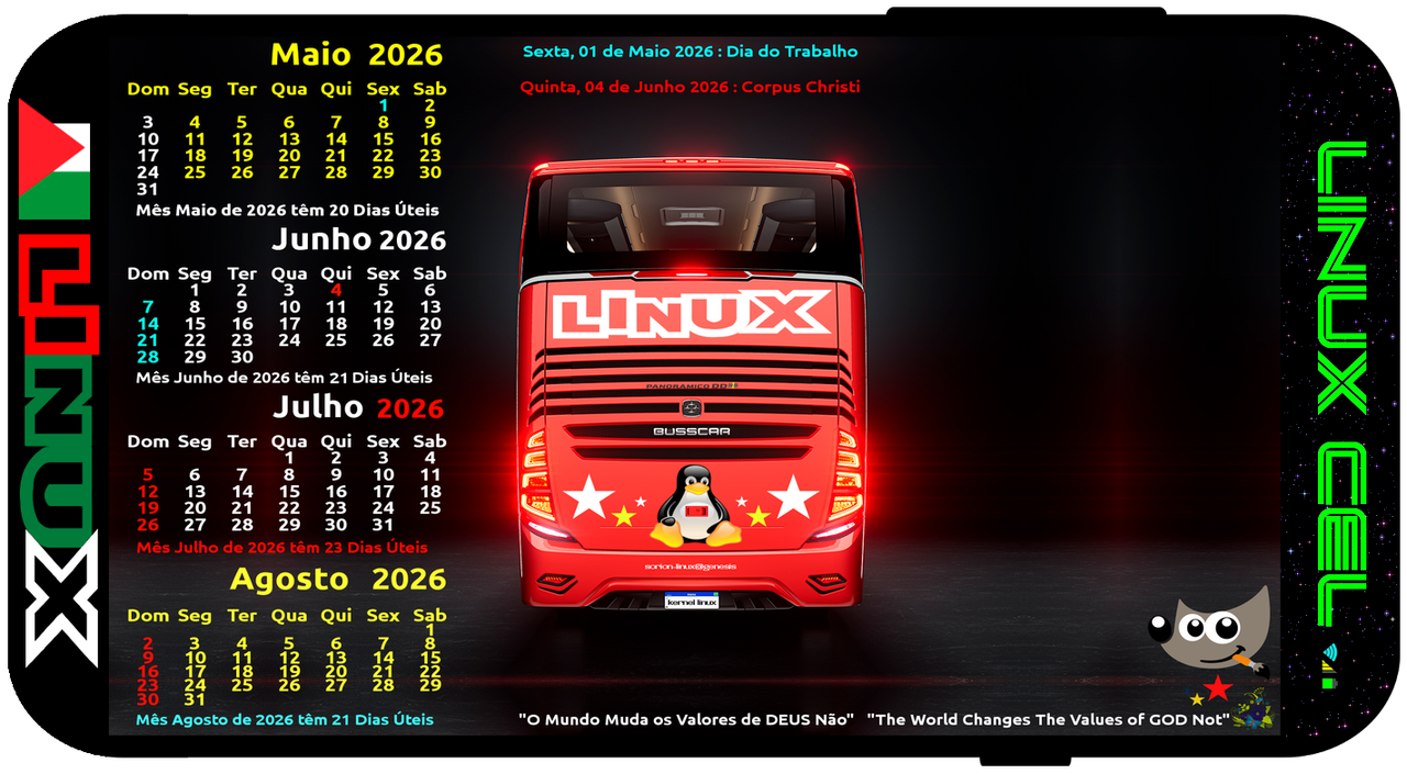 Busscar DD Panoramico NB1 Traseira Calendarios MJJA 2026 Selo Horiz Extra Promo Gimp Linux 000000
