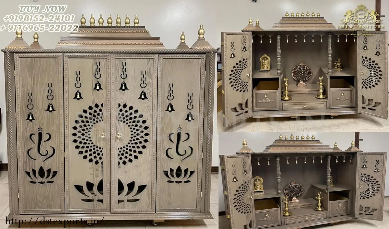 Buy Designer Pooja Ghar Mandir for Home Traditional Teak Wood Bell Design Temple Best Pooja Room Man