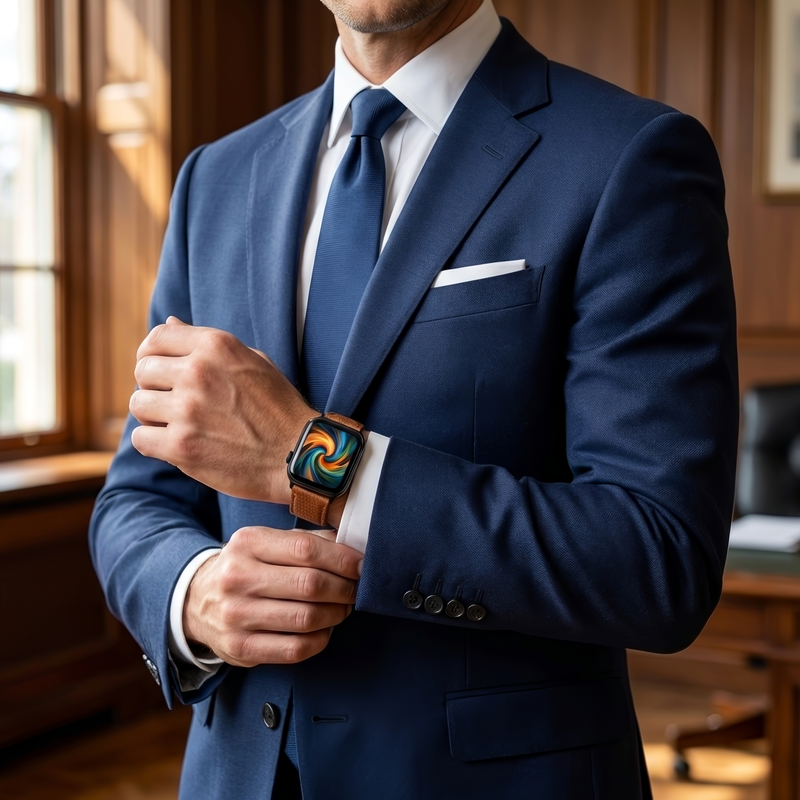 Curea din piele naturala pentru Apple Watch 9 / 10 / Ultra 2 / Ultra 3 Daden®, Universala, 42/44/45/46/47/49mm, Calitate Premium, Handmade, Negru