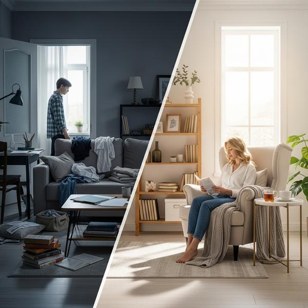 Cozy living room featuring modern furniture, smart lighting, and an inviting atmosphere for family gatherings