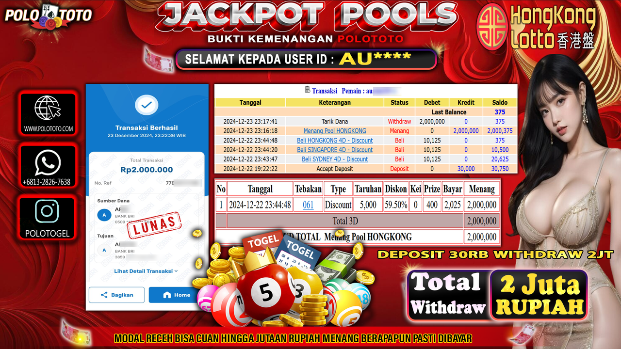 POLOTOTO JACKPOT TOGEL PASARAN HONGKONG Rp.2,000.000,-