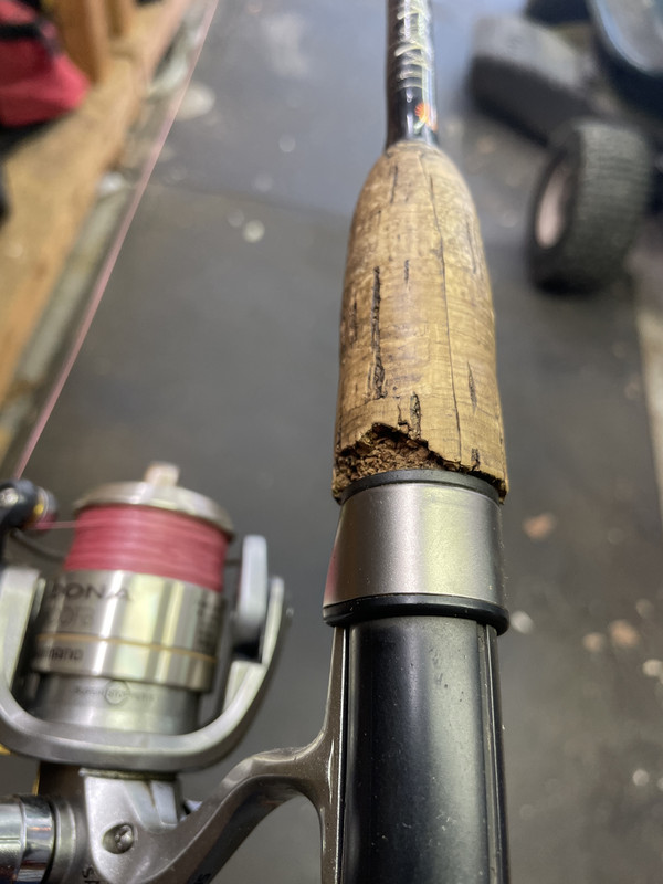 How to repair missing chunk of cork handle? - Fishing Rods, Reels, Line,  and Knots - Bass Fishing Forums