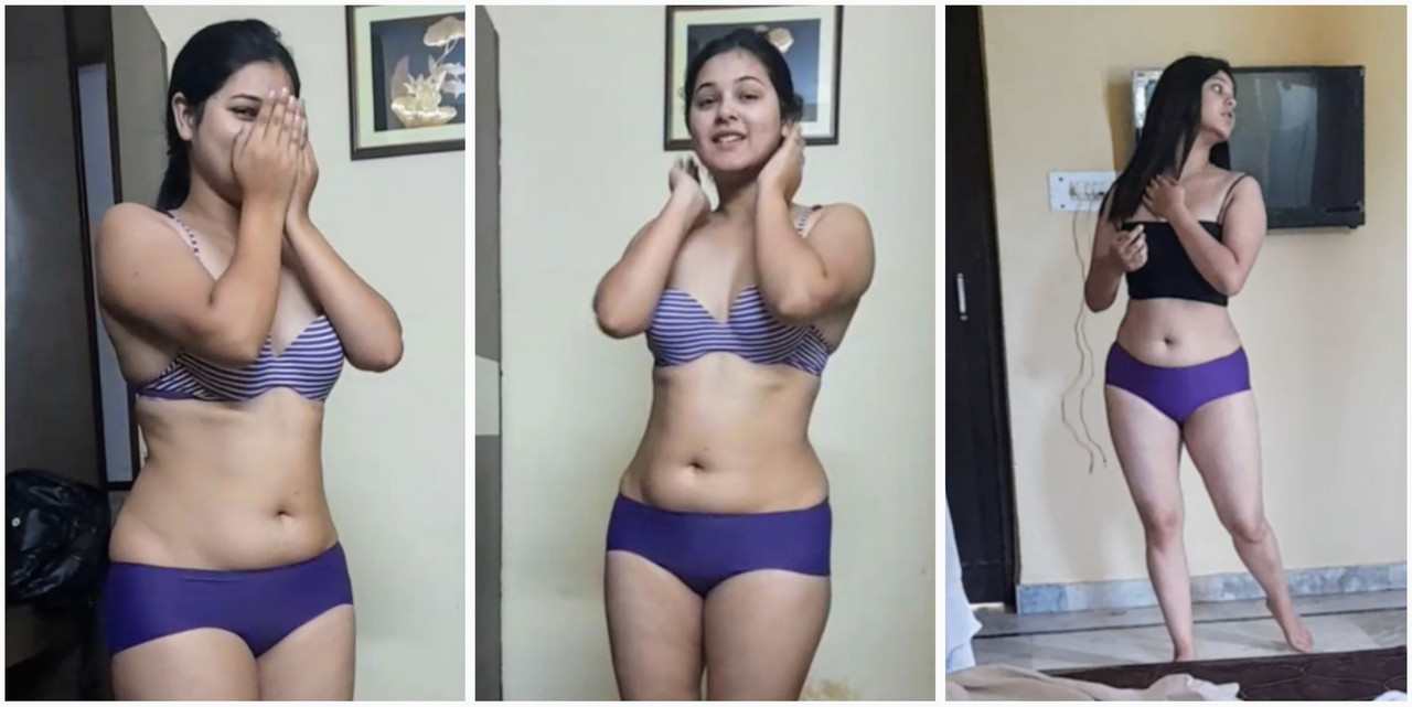 Indian shy girlfriend captured in bikini nude video