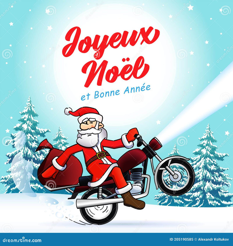 joyeux noel de motards santa et carte d hiver annee bonne voeux noël année texte français pin neige