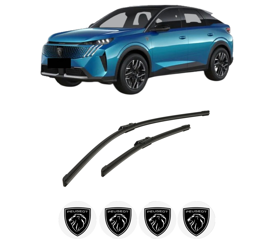 Set stergatoare auto PEUGEOT 3008 III (KA_, KB_, KC_) din 2023-2025, pentru parbriz auto, 2 bucati, Bosch Aerotwin, din cauciuc siliconat rezistent, 4 Stickere Auto PEUGEOT