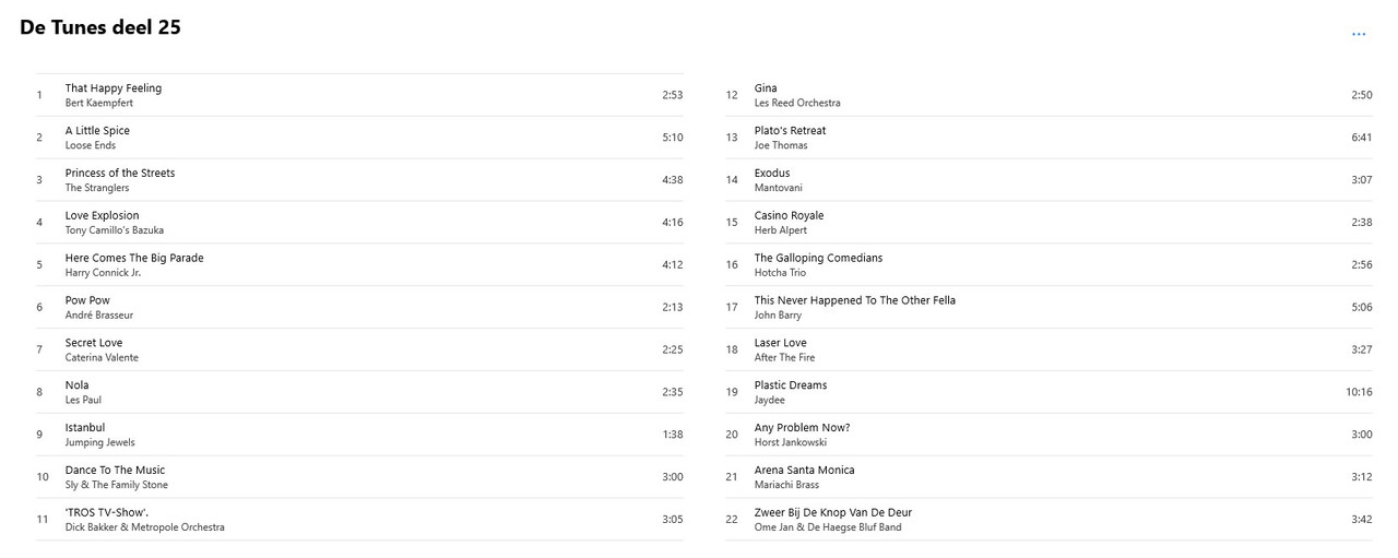 tunes back 25