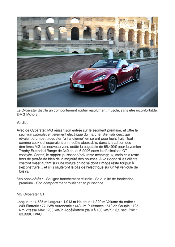 MG Cyberster essai (glissés)