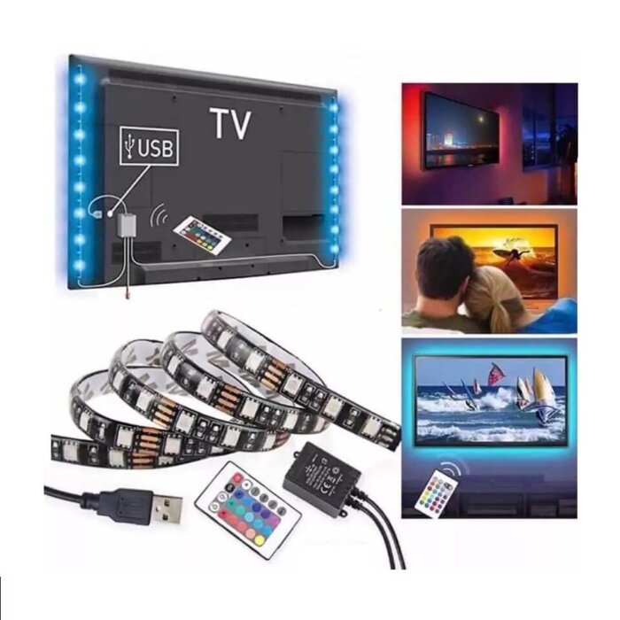 Tira de luz LED de fondo con conexión USB.