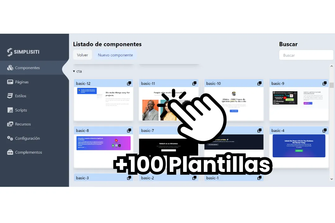 Vista previa de Simplisiti, software para diseño web y creación de landing pages