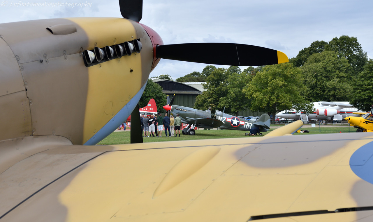 Spitfire LZ842 and Dakota ZA947 at Duxford yesterday