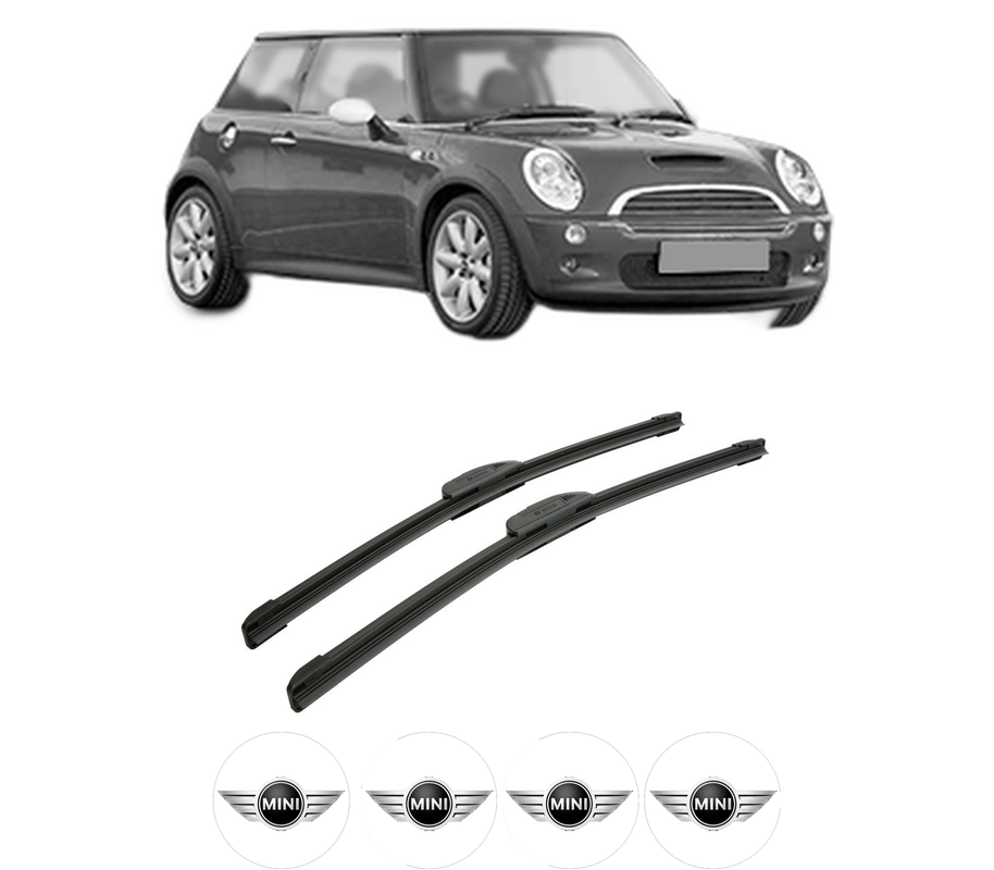 Set stergatoare auto MINI MINI (R50, R53) din 2001-2006, pentru parbriz auto, 2 bucati, Bosch Aerotwin Retrofit, din cauciuc siliconat rezistent, 4 Stickere Auto MINI
