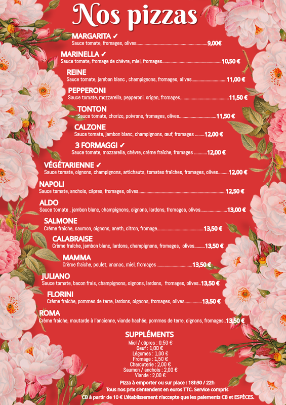 Carte des Pizzas