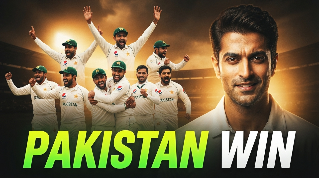 Result of: Cricket Sports Documentary 'Pakistan Win' YouTube Thumbnail Prompt
