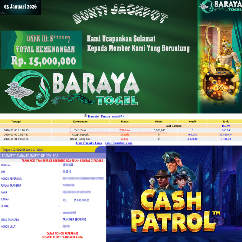 Rp. 15.000.000.- WD LUNAS DI BARAYATOGEL