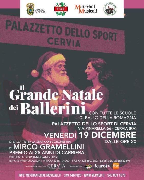 A Cervia venerdì 19 dicembre il Primo Grande Natale dei Ballerini con tutte le Scuole di Ballo della Romagna A Cervia venerdì 19 dicembre il Primo Grande Natale dei Ballerini con tutte le Scuole di Ballo della Romagna