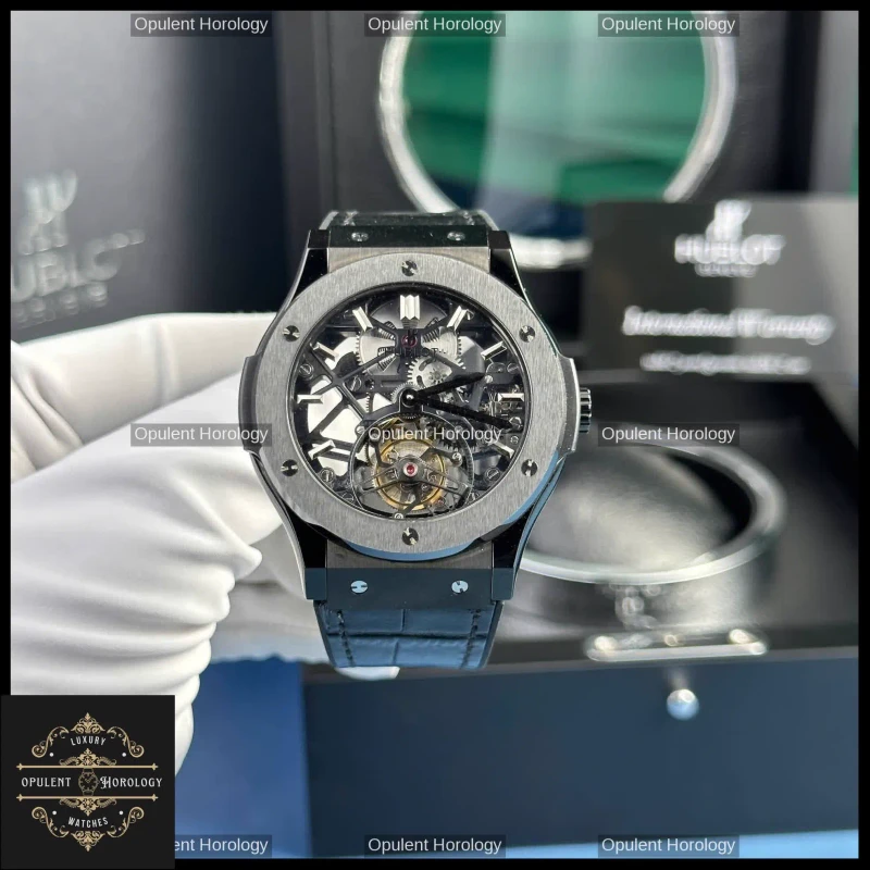 Hublot Classic Fusion Skeleton Tourbillon Black Ceramic Watch 45mm