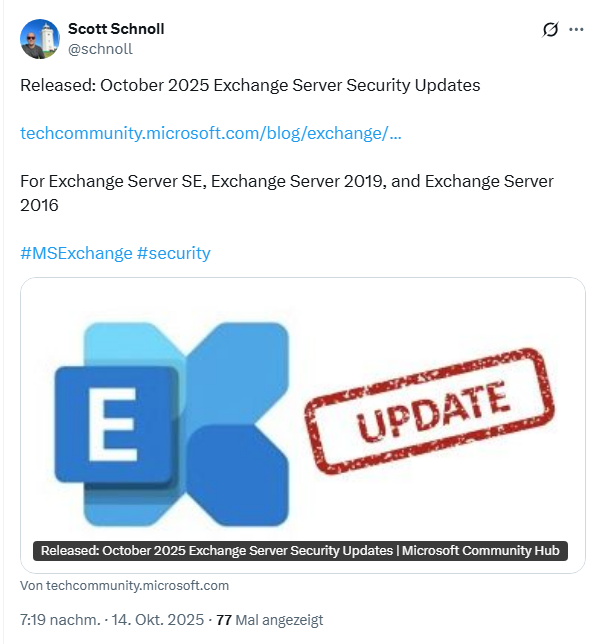 Exchange Server SU Oktober 2025