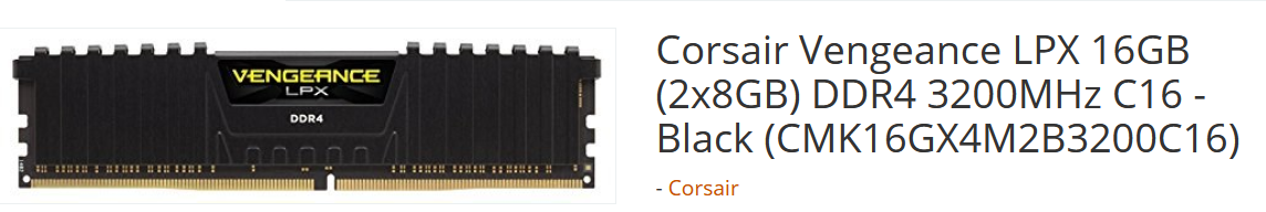 Corsair Vengeance LPX 16GB (2x8GB) DDR4 3200MHz C16 - Black (CMK16GX4M2B3200C16)