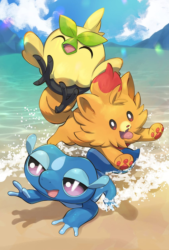 pombon-browt-and-gecqua-pokemon-drawn-by