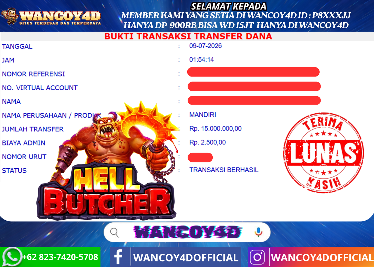 WANCOY4D HELL BUTCHER PRAGMATIC RP.15.000.000 -LUNAS