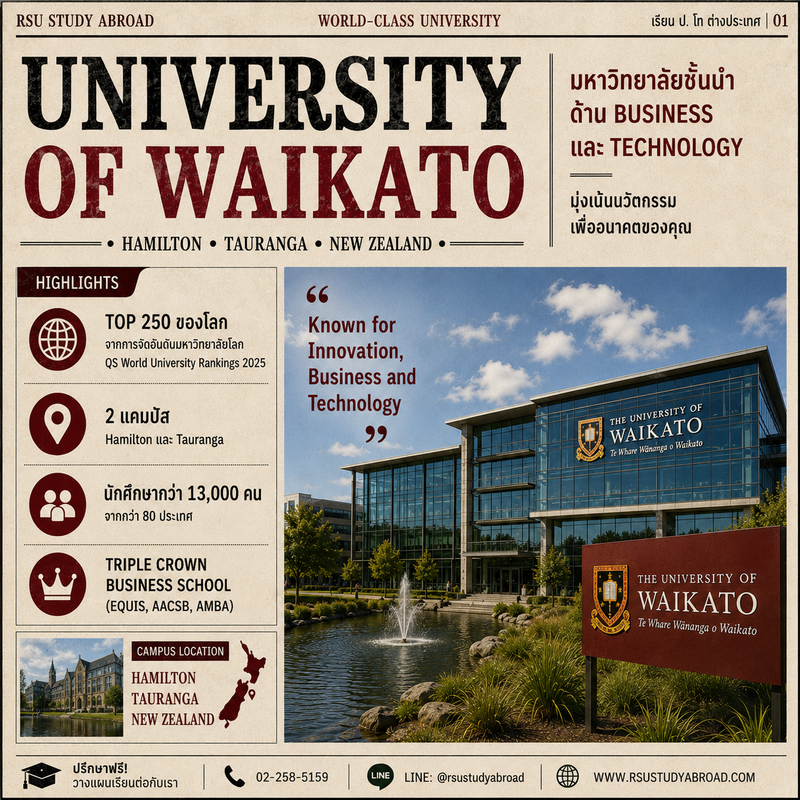 University of Waikato เรียนต่อปริญญาโทนิวซีแลนด์