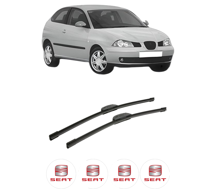 Set stergatoare auto SEAT IBIZA III (6L1) din 2002-2009, pentru parbriz auto, 2 bucati, Bosch Aerotwin Retrofit, din cauciuc siliconat rezistent, 4 Stickere Auto SEAT