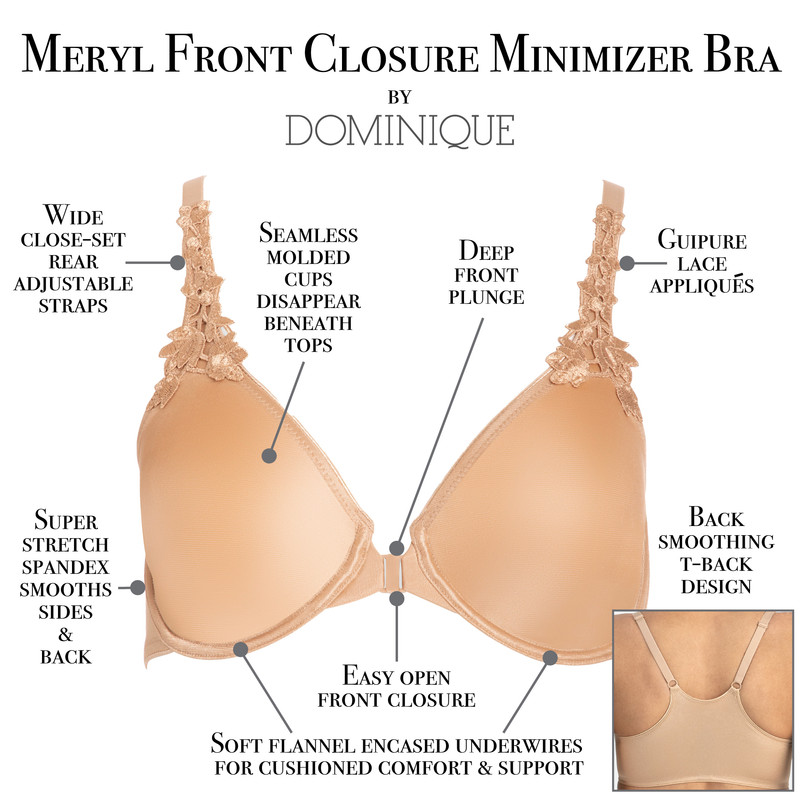 Dominique Women's Meryl Front Closure Minimizer Racerback Bra (30B-44F) #7050 - Picture 11 of 18
