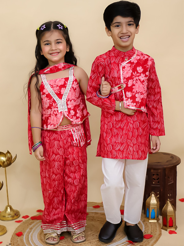 Cotton Leaf Printed Kurta Pyjama Set Full sleeves Kurta Pajama Set For Boys - Picture 26 of 27