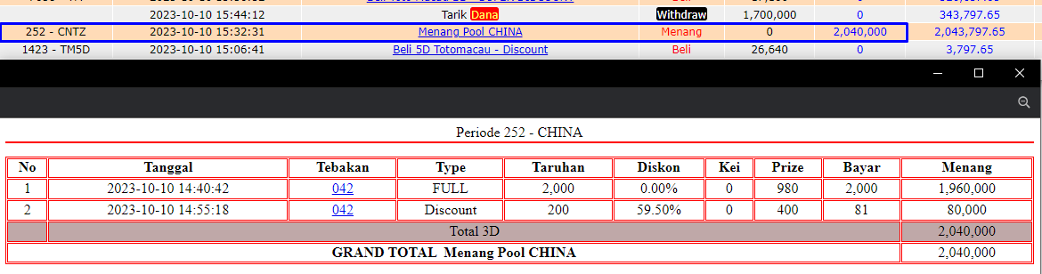 Bukti JP togel hari ini