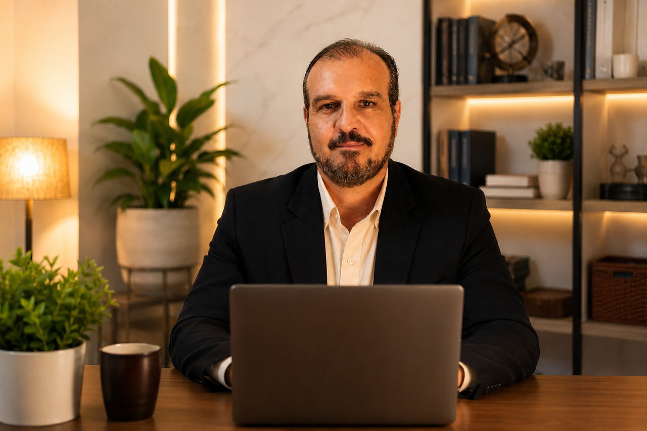 Psicanalista Luís Pezzuto pronto para atendimento online via videoconferência