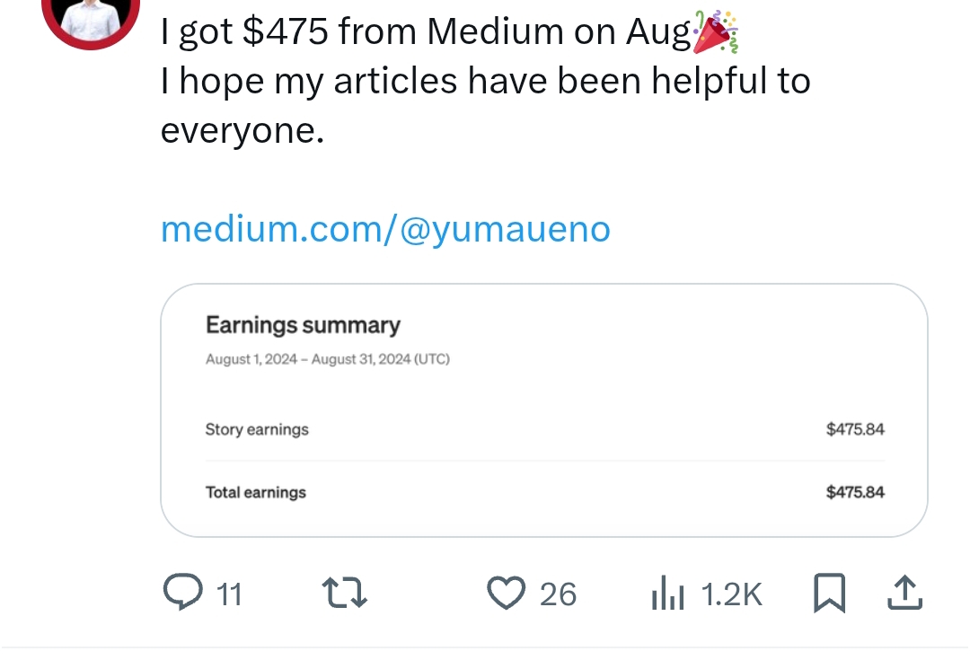 Medium Earnings Proof
