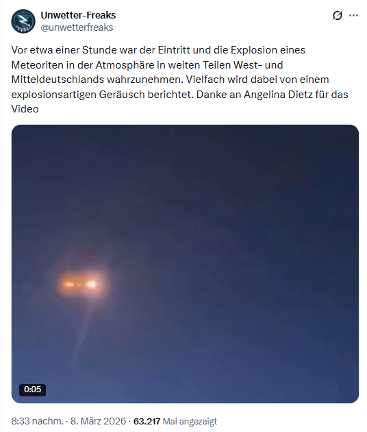 Meteor am 8. März 2026