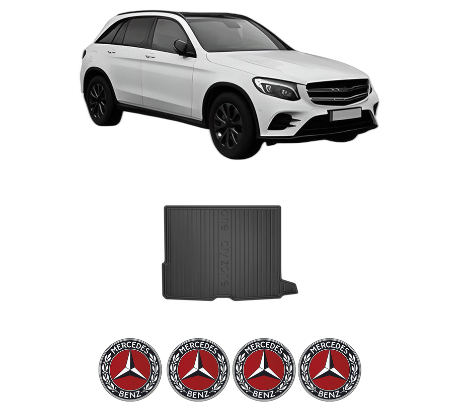 Tavita Portbagaj MERCEDES-BENZ GLC (X253) din 2015-2022, Protectie Portbagaj Auto, 4x Stickere auto cu MERCEDES-BENZ