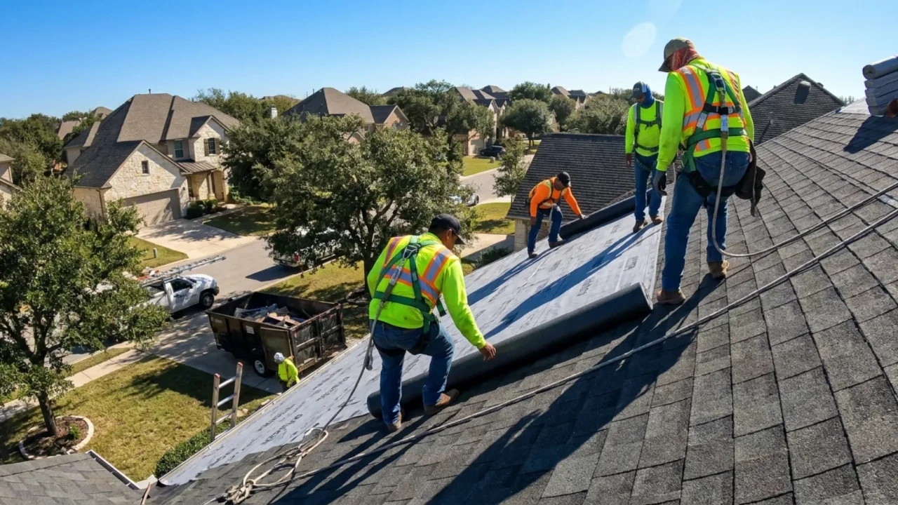 Underlayment installation on residential roof San Antonio TX