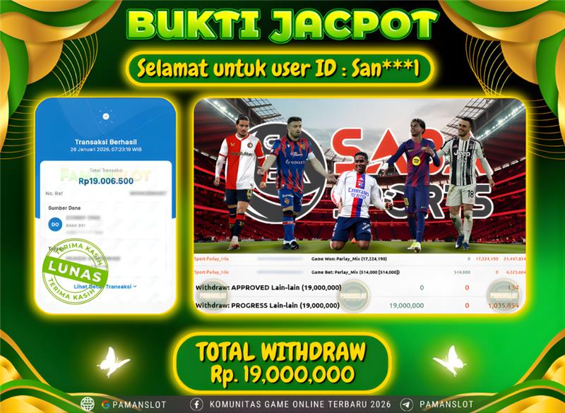 PAMANSLOT JACKPOT Game Saba Sports Rp.19,000,000- LUNAS