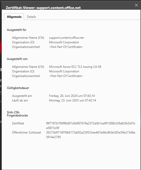 Microsoft-Zertifikat für Office