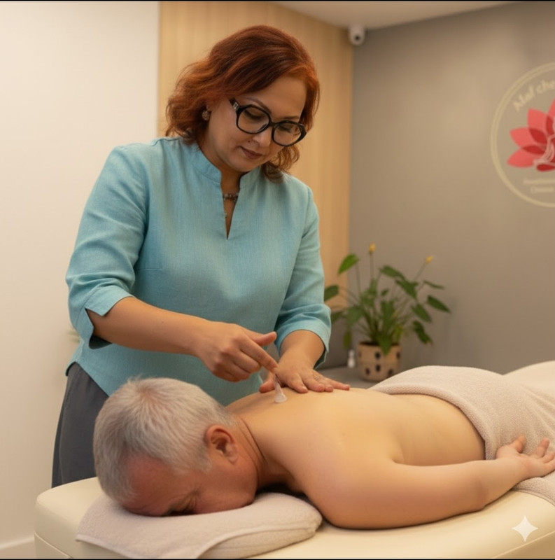 Séance d'acupuncture et d'acupression à Marseille avec Afaf pour soulager les douleurs et le stress